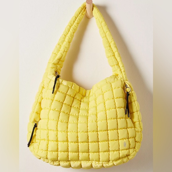 Free People Handbags - Free People Quilted Carryall Tote Bag in Lemon Zest Yellow